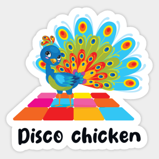 Disco Chicken Peacock (on light colors) Sticker